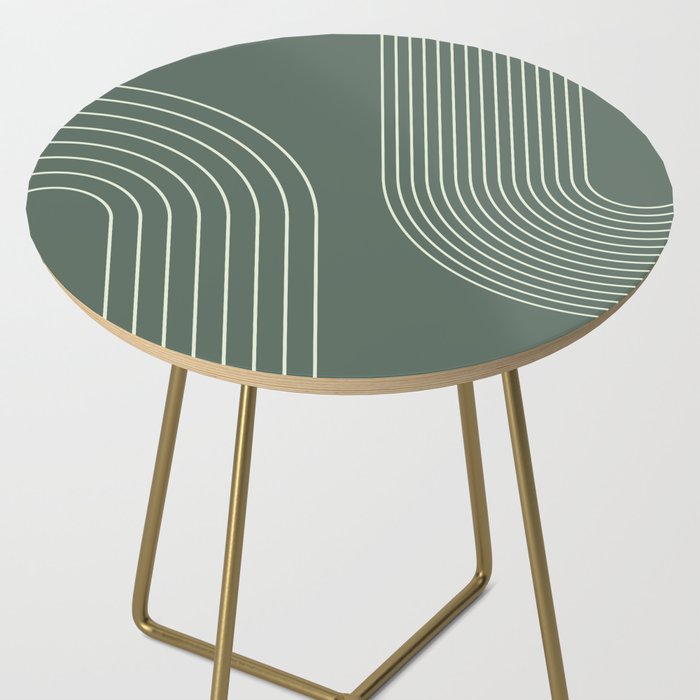 Geometric Lines in Sage Green 5 (Rainbow Abstraction) Side Table Gallery Image 2