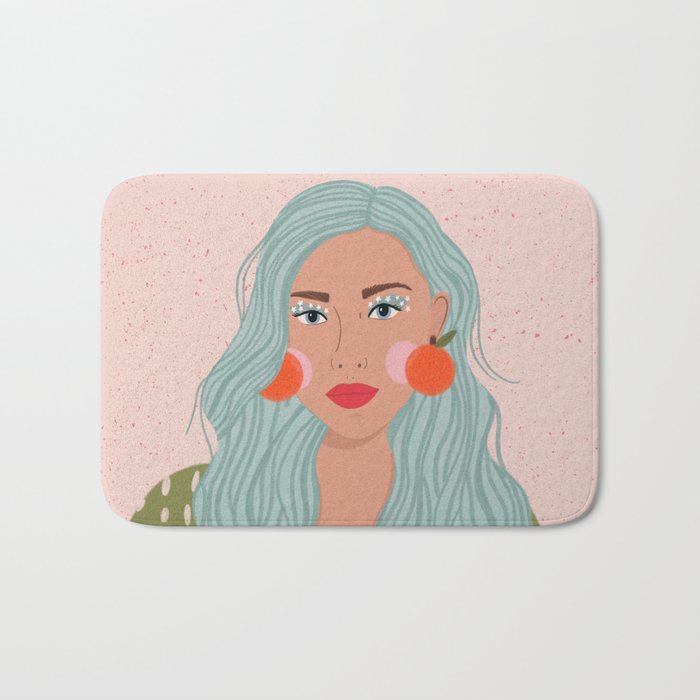 Woman Portrait- Clementines Earrings  Bath Mat Gallery Image 1