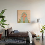 Woman Portrait- Clementines Earrings  Wood Wall Art Gallery Image 2