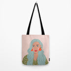 Woman Portrait- Clementines Earrings  Tote Bag Gallery Image 2