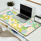 Retro Garden 60s 70s Pastel Floral Pattern on Cream Desk Mat Gallery Image 2