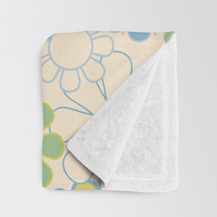 Retro Garden 60s 70s Pastel Floral Pattern on Cream Throw Blanket Gallery Image 3