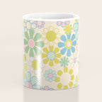 Retro Garden 60s 70s Pastel Floral Pattern on Cream Coffee Mug Gallery Image 4
