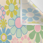 Retro Garden 60s 70s Pastel Floral Pattern on Cream Wall Tapestry Gallery Image 3