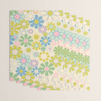 Retro Garden 60s 70s Pastel Floral Pattern on Cream Wrapping Paper Gallery Image 3