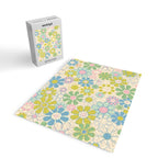 Retro Garden 60s 70s Pastel Floral Pattern on Cream Jigsaw Puzzle Gallery Image 2