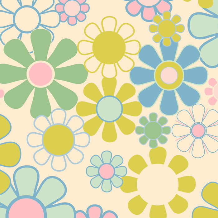 Retro Garden 60s 70s Pastel Floral Pattern on Cream Coffee Mug Gallery Image 2