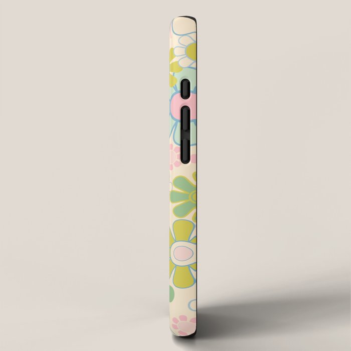 Retro Garden 60s 70s Pastel Floral Pattern on Cream iPhone Case Gallery Image 2