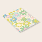 Retro Garden 60s 70s Pastel Floral Pattern on Cream Notebook Gallery Image 2