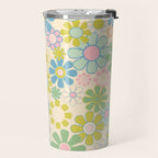Retro Garden 60s 70s Pastel Floral Pattern on Cream Travel Mug Gallery Image 2