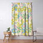 Retro Garden 60s 70s Pastel Floral Pattern on Cream Window Curtain Gallery Image 5