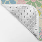 Retro Garden 60s 70s Pastel Floral Pattern on Cream Bath Mat Gallery Image 2