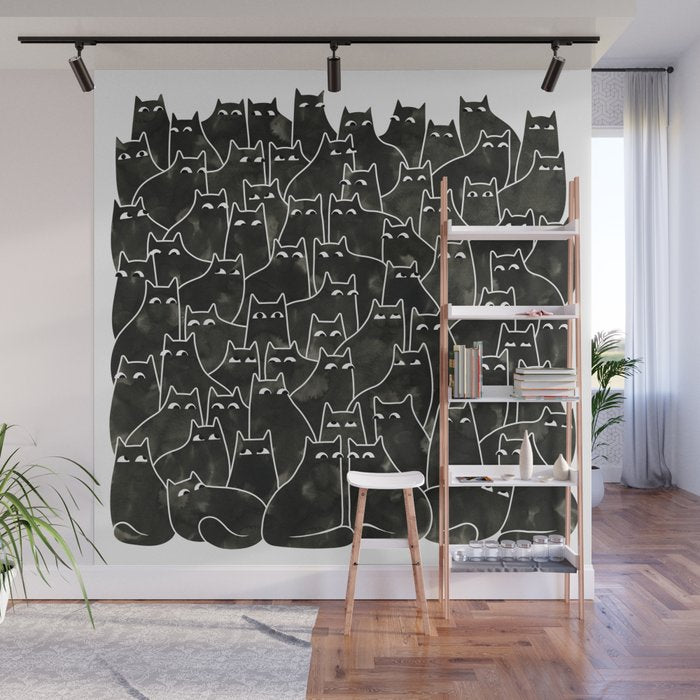 Suspicious Cats Wall Mural Gallery Image 1