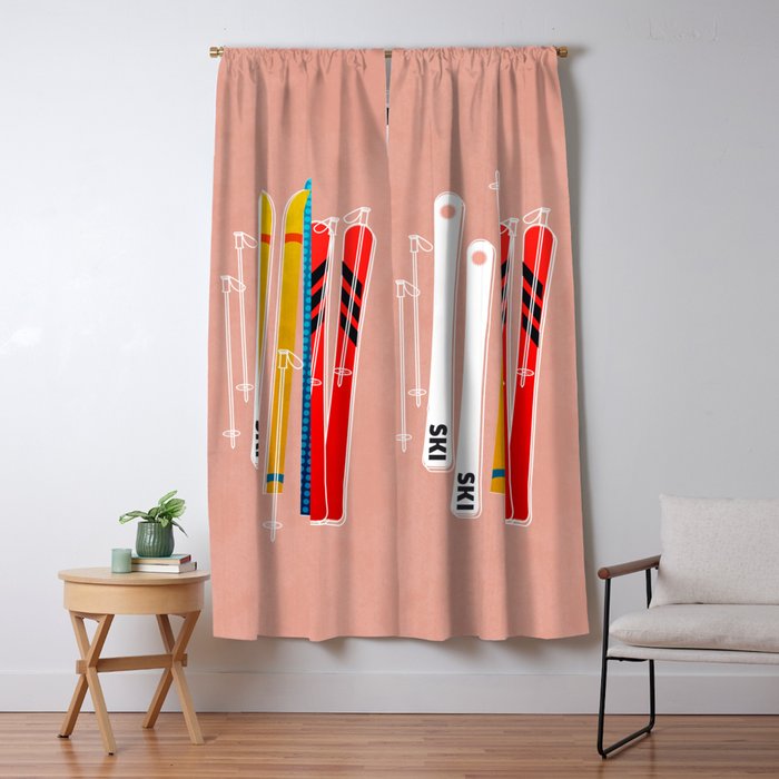 Colorful Ski Illustration and Pattern no 2 Window Curtain Gallery Image 5