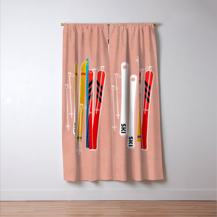 Colorful Ski Illustration and Pattern no 2 Window Curtain Gallery Image 3