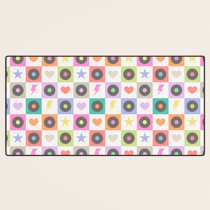 Colorful Checkerboard 80s - Pastel Colors Desk Mat Gallery Image 3