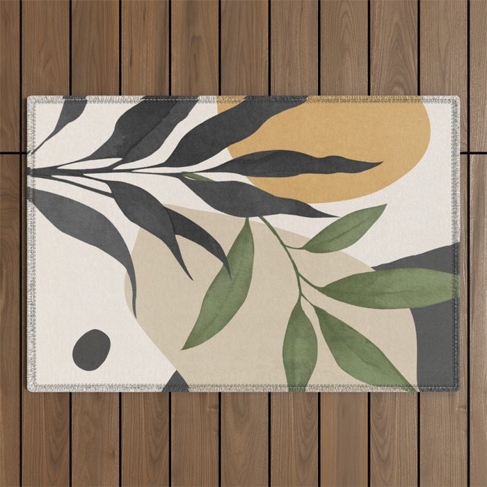 Abstract Art Tropical Leaves 74 Outdoor Rug Gallery Image 1