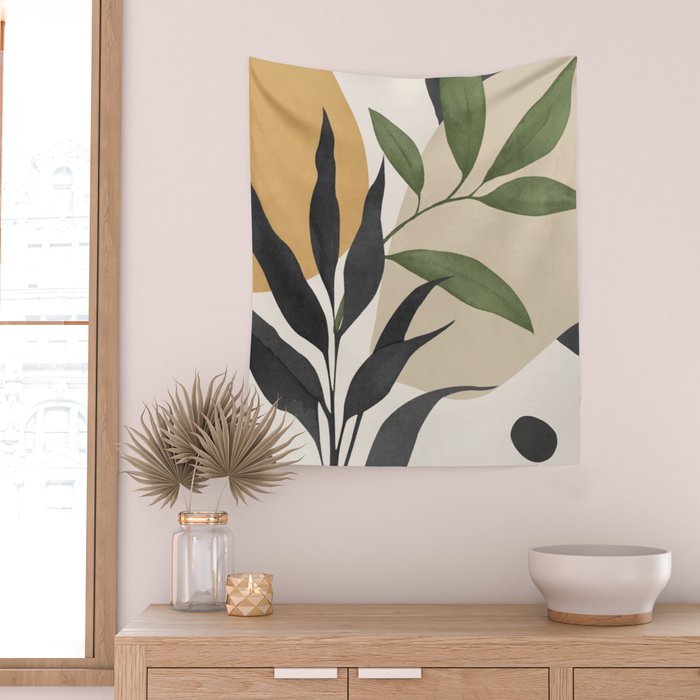 Abstract Art Tropical Leaves 74 Wall Tapestry Gallery Image 2