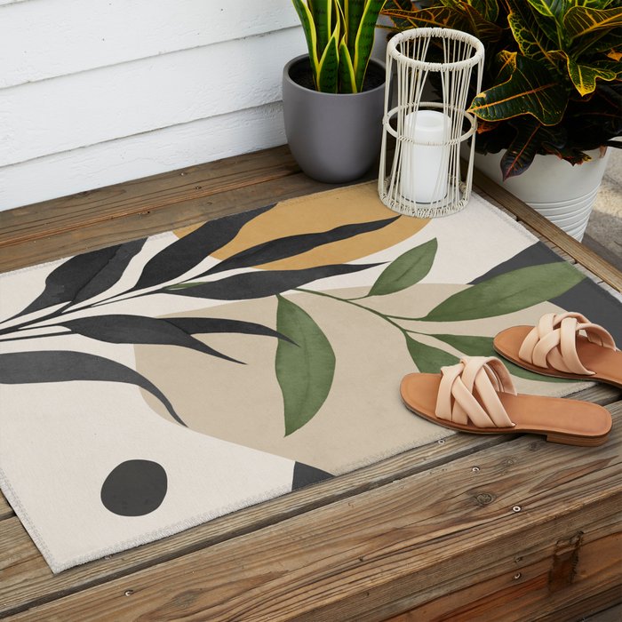 Abstract Art Tropical Leaves 74 Outdoor Rug Gallery Image 2