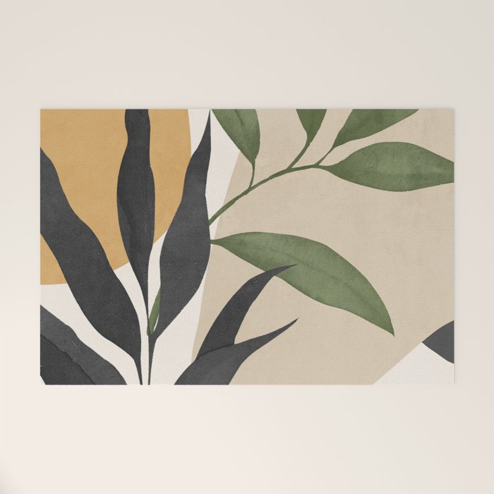 Abstract Art Tropical Leaves 74 Welcome Mat Gallery Image 1