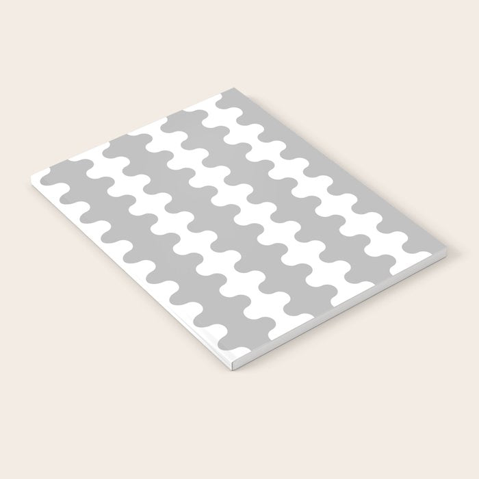 Modern Retro Wavy Ogee A-Go-Go Pop Stripes in Gray and White Notebook Gallery Image 2