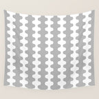 Modern Retro Wavy Ogee A-Go-Go Pop Stripes in Gray and White Wall Tapestry Gallery Image 4