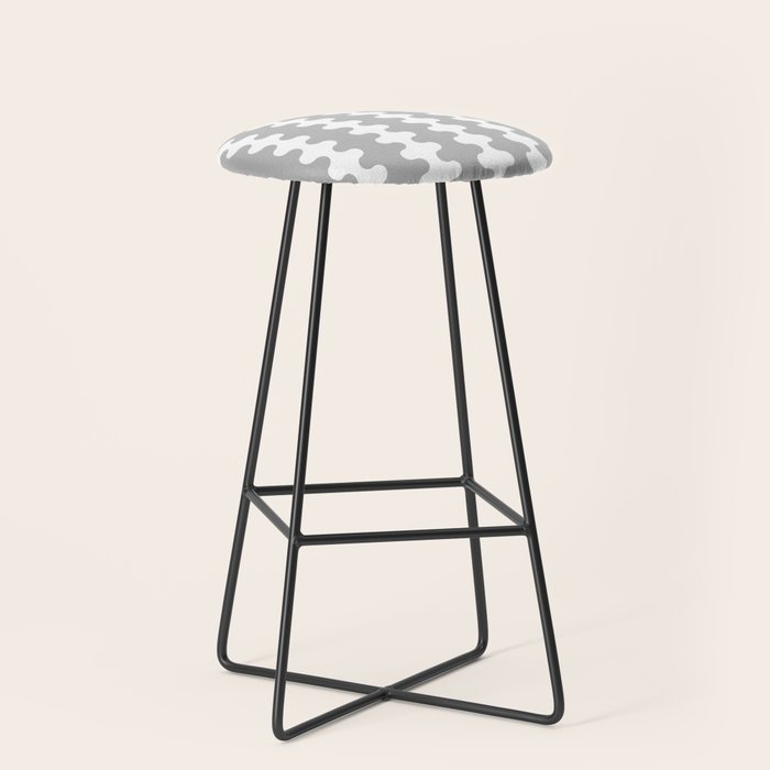 Modern Retro Wavy Ogee A-Go-Go Pop Stripes in Gray and White Stool Gallery Image 1