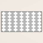 Modern Retro Wavy Ogee A-Go-Go Pop Stripes in Gray and White Desk Mat Gallery Image 3