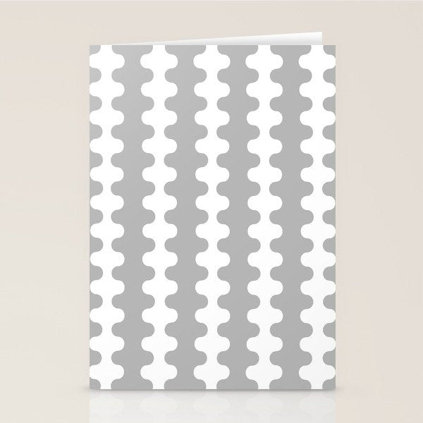Modern Retro Wavy Ogee A-Go-Go Pop Stripes in Gray and White Stationery Card Gallery Image 2