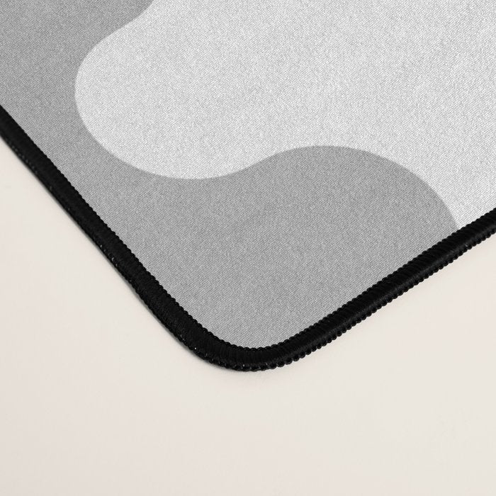 Modern Retro Wavy Ogee A-Go-Go Pop Stripes in Gray and White Desk Mat Gallery Image 4