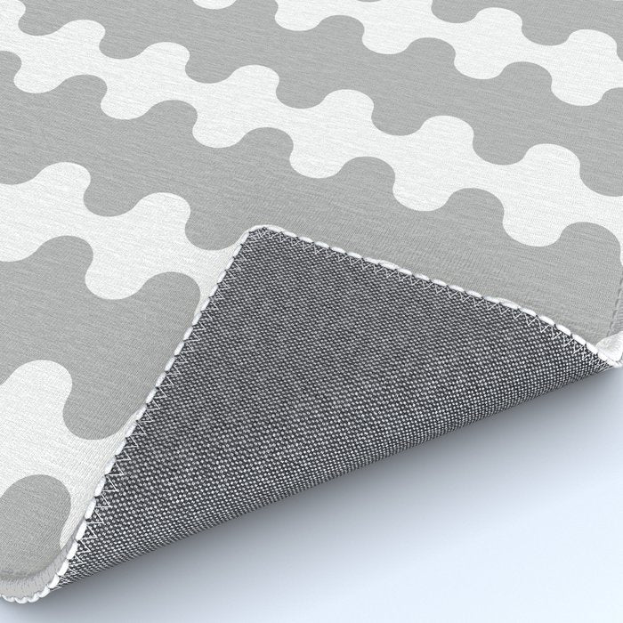 Modern Retro Wavy Ogee A-Go-Go Pop Stripes in Gray and White Rug Gallery Image 4