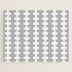 Modern Retro Wavy Ogee A-Go-Go Pop Stripes in Gray and White Jigsaw Puzzle Gallery Image 1