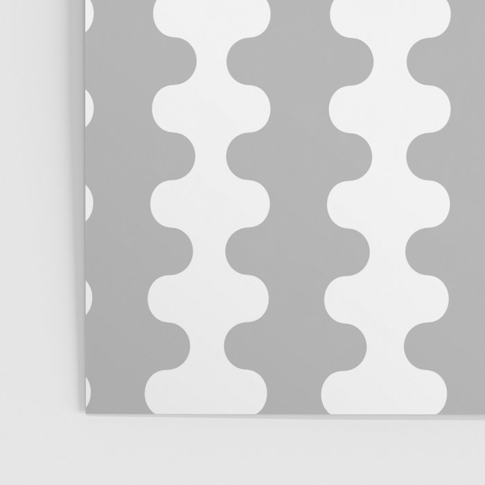 Modern Retro Wavy Ogee A-Go-Go Pop Stripes in Gray and White Poster Gallery Image 3