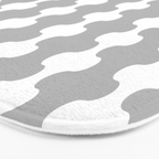 Modern Retro Wavy Ogee A-Go-Go Pop Stripes in Gray and White Bath Mat Gallery Image 3