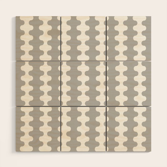 Modern Retro Wavy Ogee A-Go-Go Pop Stripes in Gray and White Wood Wall Art Gallery Image 1