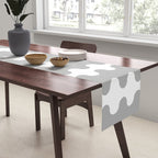 Modern Retro Wavy Ogee A-Go-Go Pop Stripes in Gray and White Table Runner Gallery Image 2