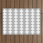 Modern Retro Wavy Ogee A-Go-Go Pop Stripes in Gray and White Outdoor Rug Gallery Image 1