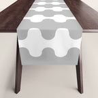 Modern Retro Wavy Ogee A-Go-Go Pop Stripes in Gray and White Table Runner Gallery Image 1