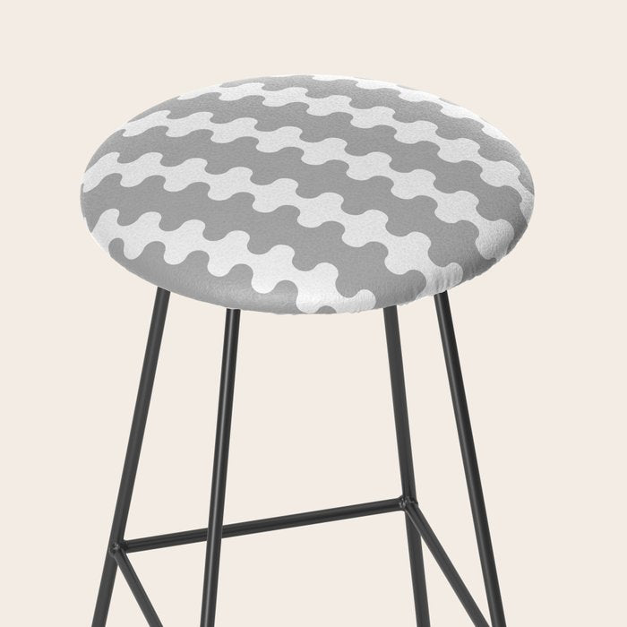 Modern Retro Wavy Ogee A-Go-Go Pop Stripes in Gray and White Stool Gallery Image 2