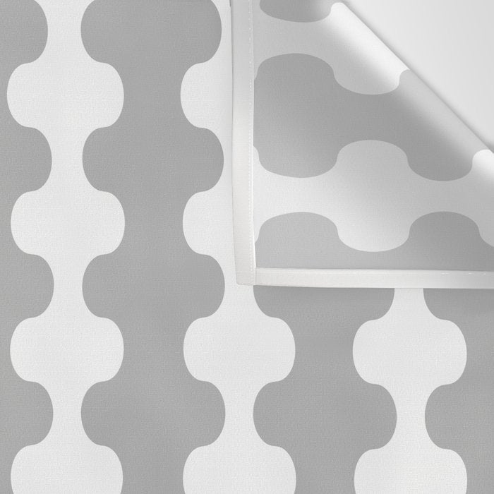Modern Retro Wavy Ogee A-Go-Go Pop Stripes in Gray and White Wall Tapestry Gallery Image 3