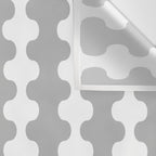 Modern Retro Wavy Ogee A-Go-Go Pop Stripes in Gray and White Wall Tapestry Gallery Image 3