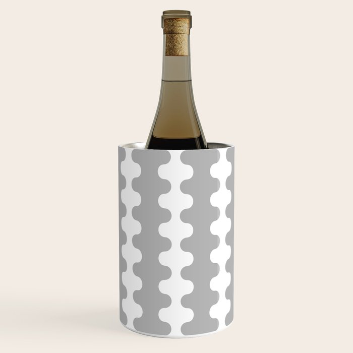 Modern Retro Wavy Ogee A-Go-Go Pop Stripes in Gray and White Wine Chiller Gallery Image 1