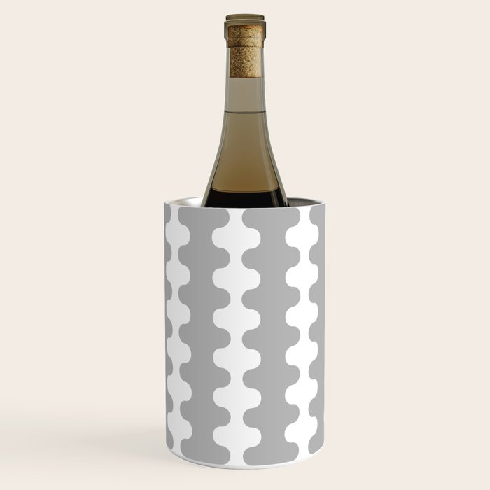 Modern Retro Wavy Ogee A-Go-Go Pop Stripes in Gray and White Wine Chiller Gallery Image 2