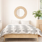 Modern Retro Wavy Ogee A-Go-Go Pop Stripes in Gray and White Duvet Cover Gallery Image 3