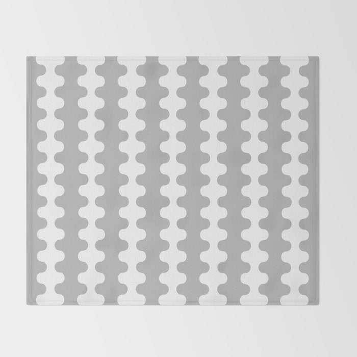 Modern Retro Wavy Ogee A-Go-Go Pop Stripes in Gray and White Throw Blanket Gallery Image 2