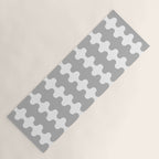 Modern Retro Wavy Ogee A-Go-Go Pop Stripes in Gray and White Yoga Mat Gallery Image 1