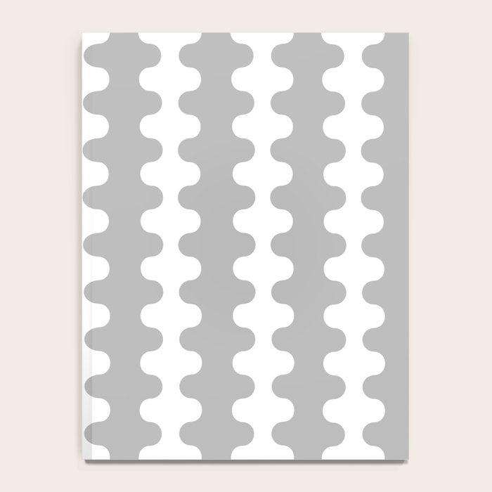 Modern Retro Wavy Ogee A-Go-Go Pop Stripes in Gray and White Notebook Gallery Image 4