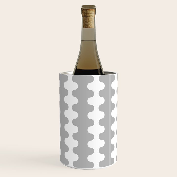 Modern Retro Wavy Ogee A-Go-Go Pop Stripes in Gray and White Wine Chiller Gallery Image 3