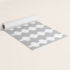 Modern Retro Wavy Ogee A-Go-Go Pop Stripes in Gray and White Yoga Mat Gallery Image 2