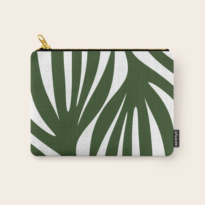 Maldives Minimalist Botanical Abstract in Forest Green and White  Carry All Pouch Gallery Image 1